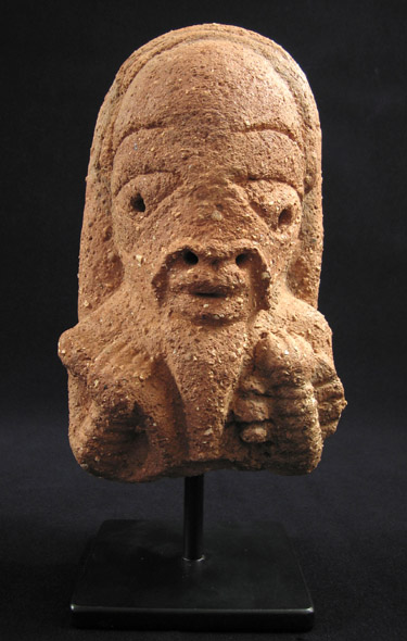 African Tribal Art - Terracotta janus head, Nok, Nigeria, male
