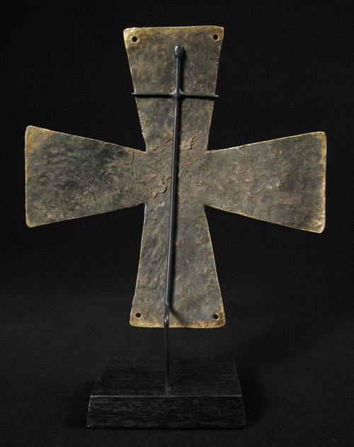 African Tribal Art - Brass cross pendant, Latuku tribe, Southern Sudan, back