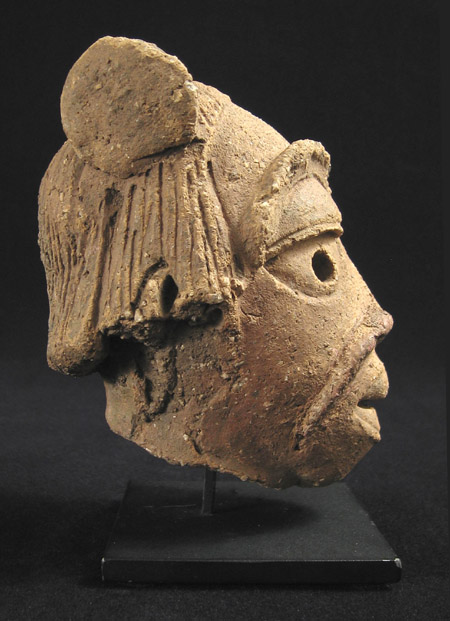 African Tribal Art - Terracotta head, Nok, Nigeria, left side