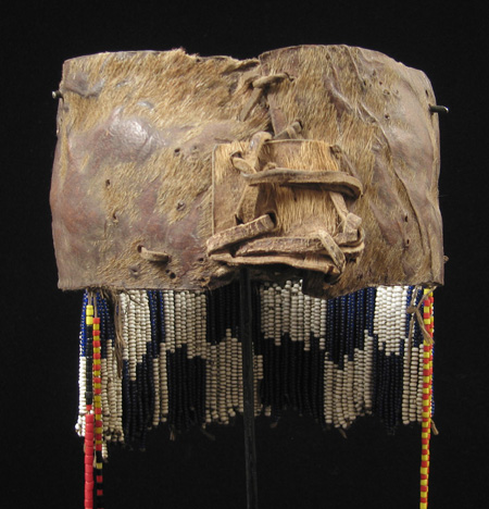 African Tribal Art - Beaded chief's headdress, Luba, Zaire, back