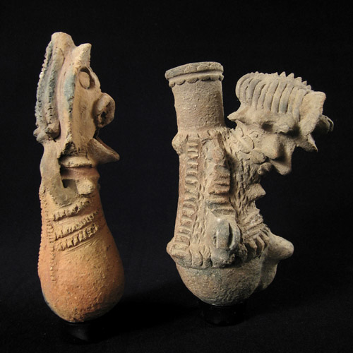 African Tribal Art - Terracotta healing figures, Cham, Nigeria, left
