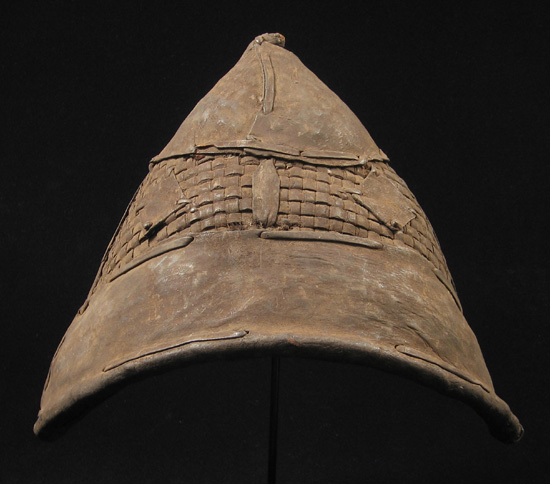 African Tribal Art - Leather hunter's hat, Mossi, Burkina Faso, back