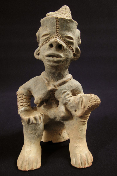 African Tribal Art - Terracotta maternity figure, Igbo, Nigeria