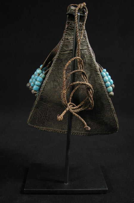 African Tribal Art - Leather and bead cache-sex, Kirdi, Cameroon, back