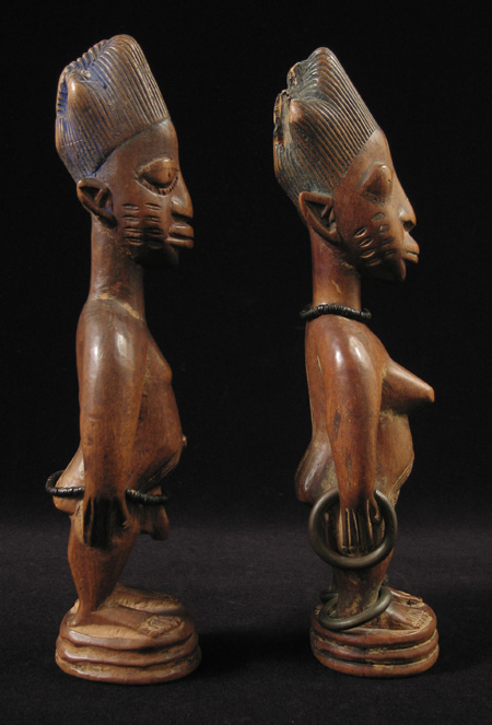 African Tribal Art - Ibeji twins, Oyo, Nigeria, left