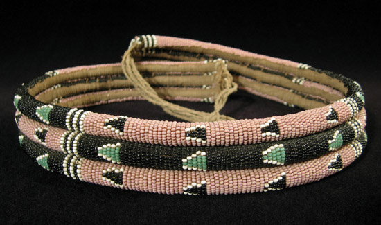 African Tribal Art - Beaded dancer's belt, Zulu, South Africa, back