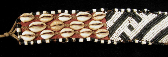African Tribal Art - Beaded belt, Kuba, D.R. Congo, back, left end