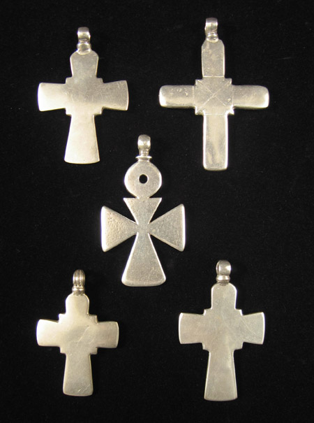 African Tribal Art - Silver Coptic cross pendants, Ethiopia