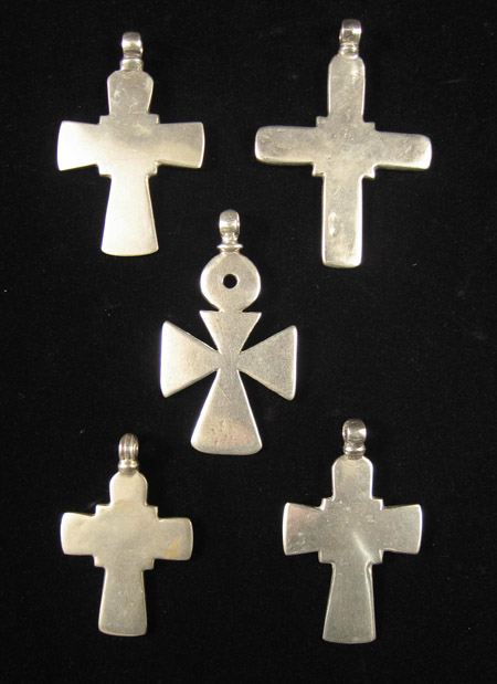African Tribal Art - Silver Coptic cross pendants, Ethiopia, back