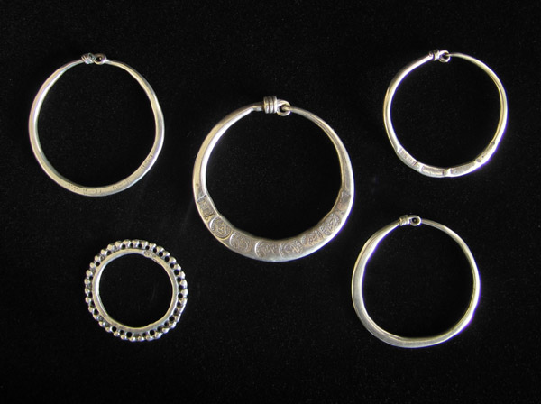 African Tribal Art - Silver loop earrings, North Africa