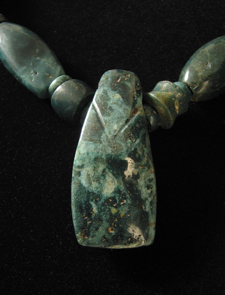 Art of the Americas -  Blue jade necklace, Costa Rica, pendant