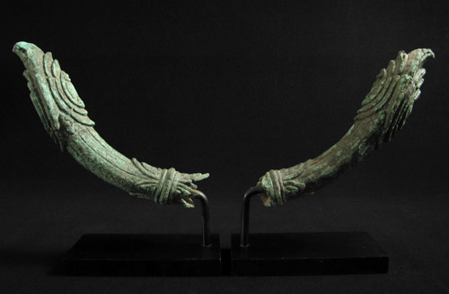 Asian Tribal Art - Bronze palanquin finials, Khmer, Cambodia