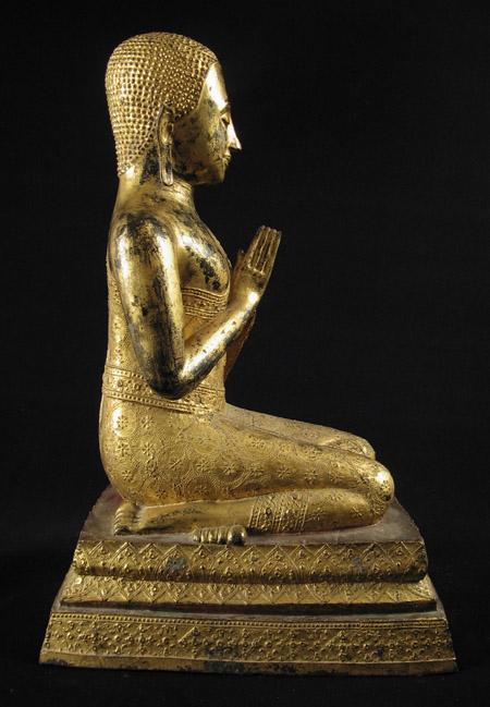 Asian Tribal Art - Bronze monk, Thailand, left
