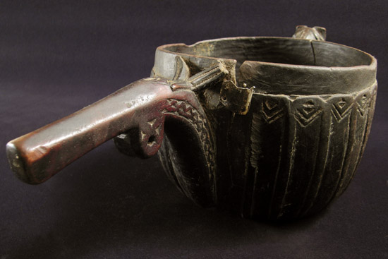 Asian Tribal Art - Wood milk jug, Afghanistan, handle