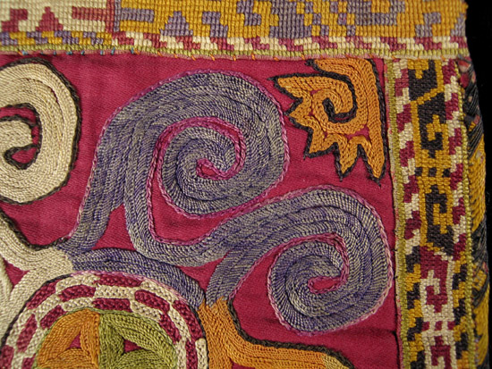 Asian Tribal Art - Embroidered bag, Uzbek, Central Asia, detail