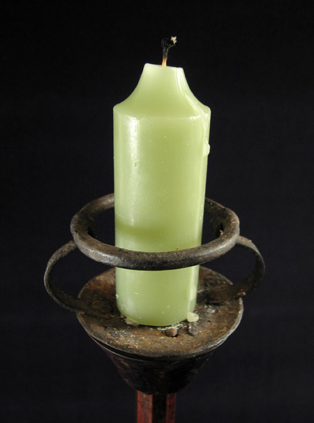 Asian Tribal Art - Keyaki wood candlestick, Japan, candle