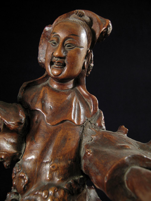 Asian Tribal Art - Carved root figure, China, face