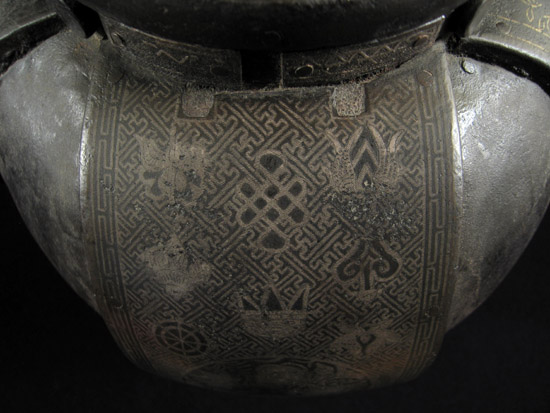 Asian Tribal Art - Damascened stirrup vase, Korea, detail 2