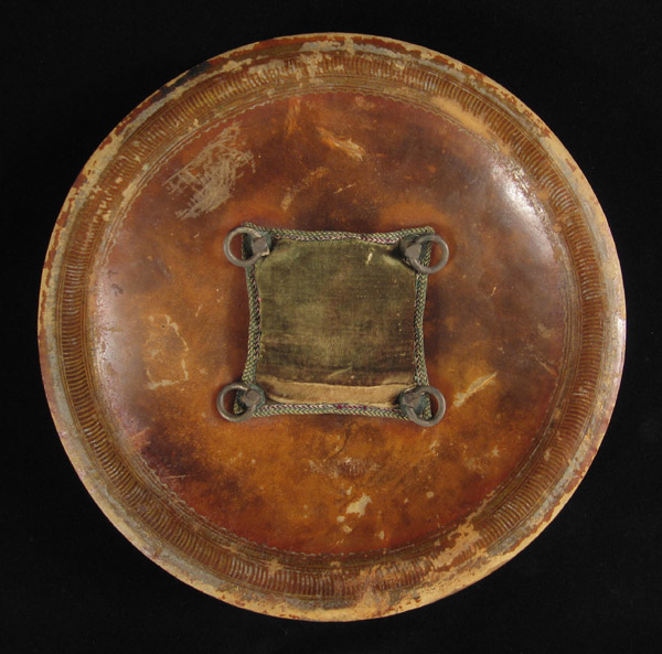 Asian Tribal Art - Hide helmet, Sikh area, India, back