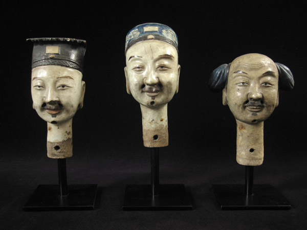 Asian Tribal Art - Ceramic puppet heads, China