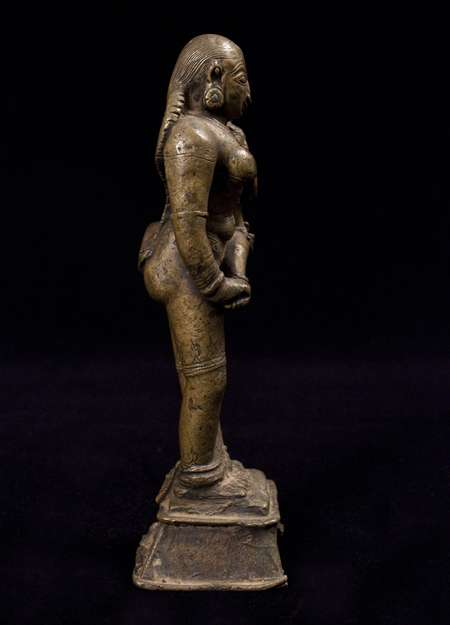 Parvati and Child bronze figure, India, left side