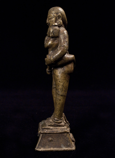 Parvati and Child bronze figure, India, right side