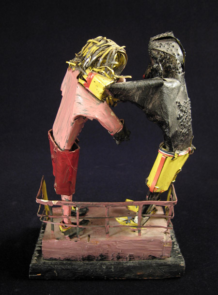 Curiosities - Folk art wrestlers, Western United States, back