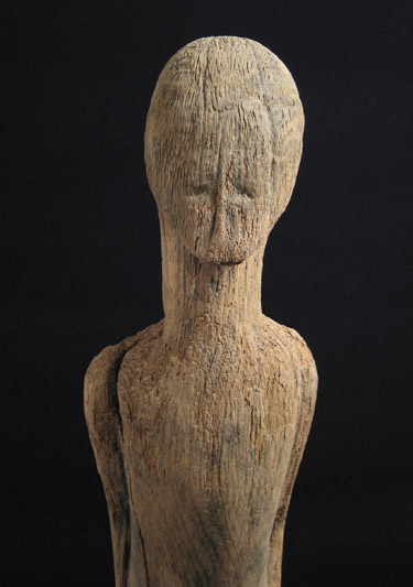 Indonesian Tribal Art - Wood male figure, Madagascar Island, face