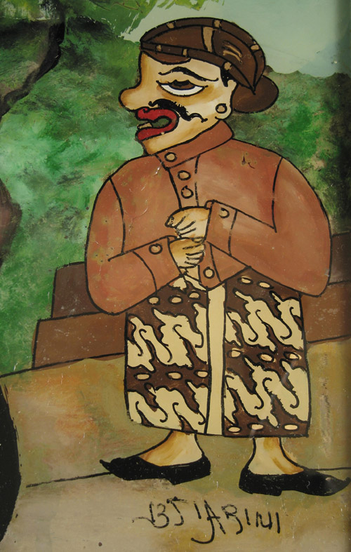 Indonesian Tribal Art - Painting on glass, Java, Indonesia, signature