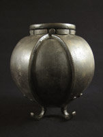 Asian Tribal Art - Damascened stirrup vase, Korea