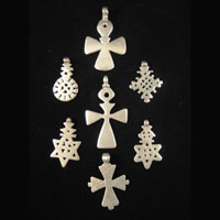 African Tribal Art - Silver Coptic cross pendants, Ethiopia
