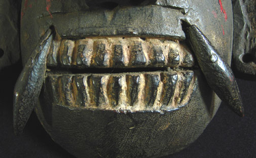 Asian Tribal Art - Lakhe mask, Kathmandu Valley, Nepal, detail of mouth