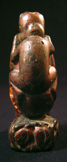 Asian Tribal Art - Wood monkey, China, back view