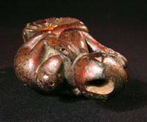 Asian Tribal Art - Wood monkey, China, top view