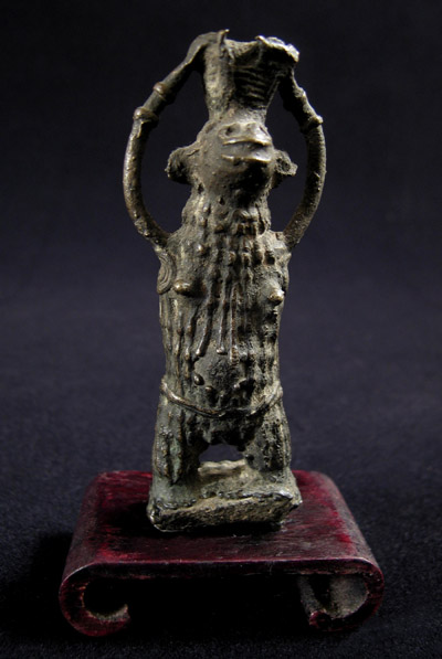 Asian Tribal Art - Bronze animal janus-faced woman, Kondh, Orissa, India