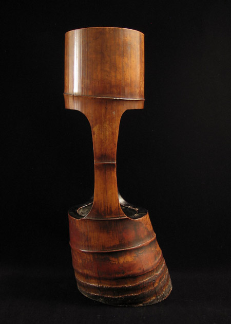 Asian Tribal Art - Bamboo ikebana container, Japan, left