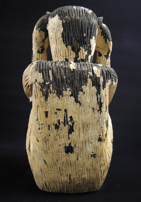 Asian Tribal Art - Wood monkey, Thailand, back