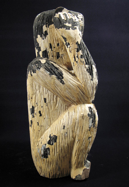 Asian Tribal Art - Wood monkey, Thailand, left