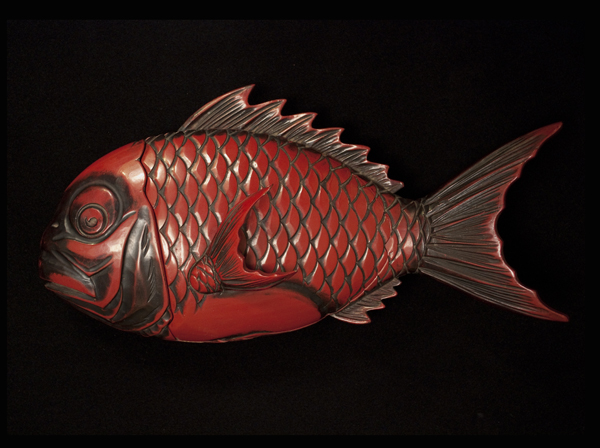 Asian Tribal Art - Vintage red lacquer container, Japan