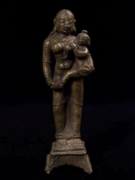 Parvati and Child bronze figure, India